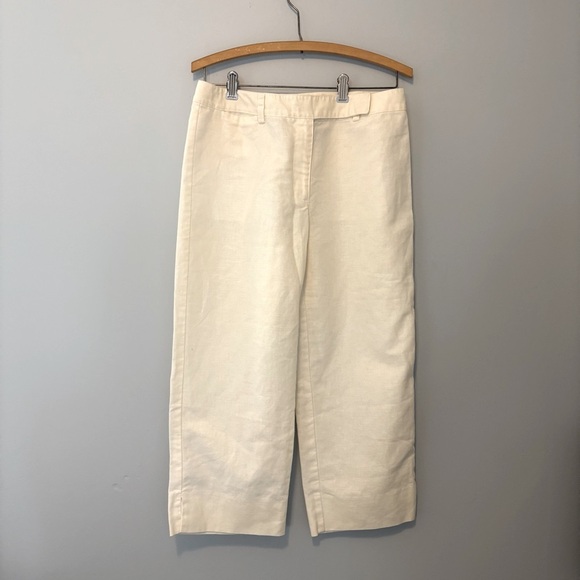 Liz Claiborne Linen Blend Cream Cropped Pants Size 8 - Picture 1 of 8
